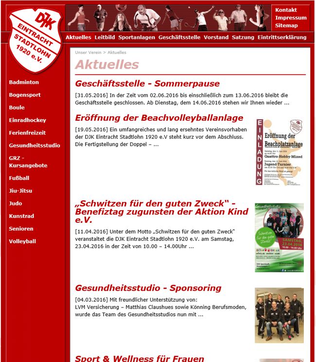 DJK Eintracht Stadtlohn Website