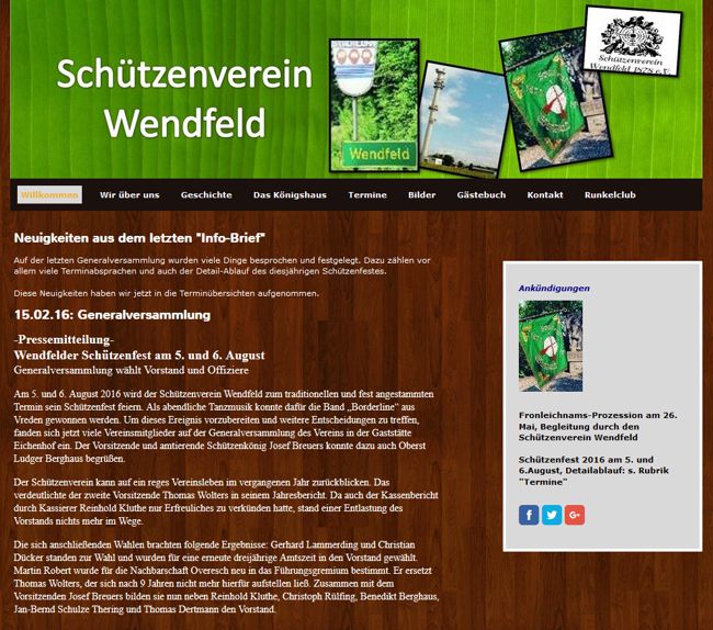 Schützenverein Wendfeld Website
